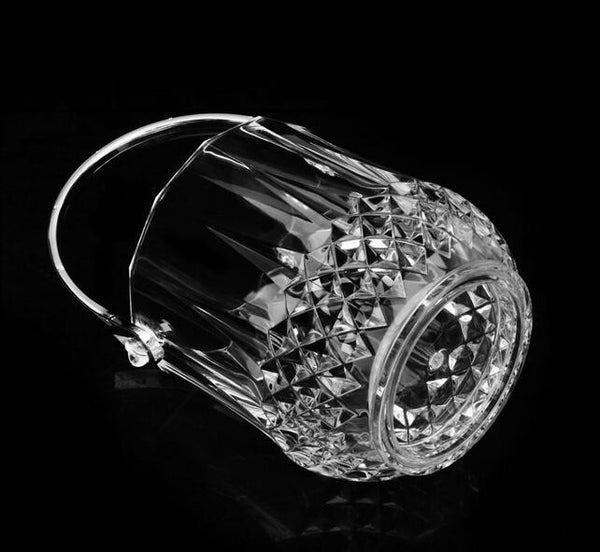 Clear Acrylic Glass Look Small Ice Bucket with Included Tongs and Removable Handle