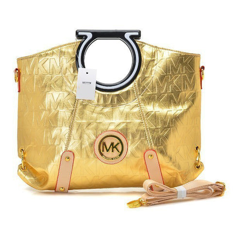 Michael Kors Berkley Logo Large Gold Clutch