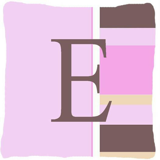 Letter E Initial Monogram - Pink Stripes Decorative Canvas Fabric Pi - 0