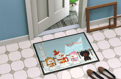 Merry Christmas Carolers Dachshund Black Tan Indoor or Outdoor Mat 24x36 BB2463JMAT