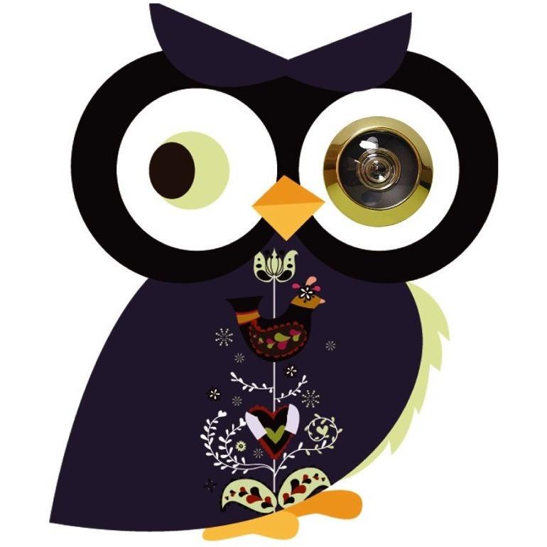 Black Owl Excite Eye Door Sticker