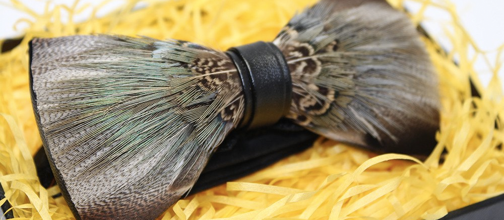 Pheasant Feather Bow Tie