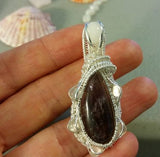 Amethyst, moonstone and white mountain jade pendant in Argentium sterling silver