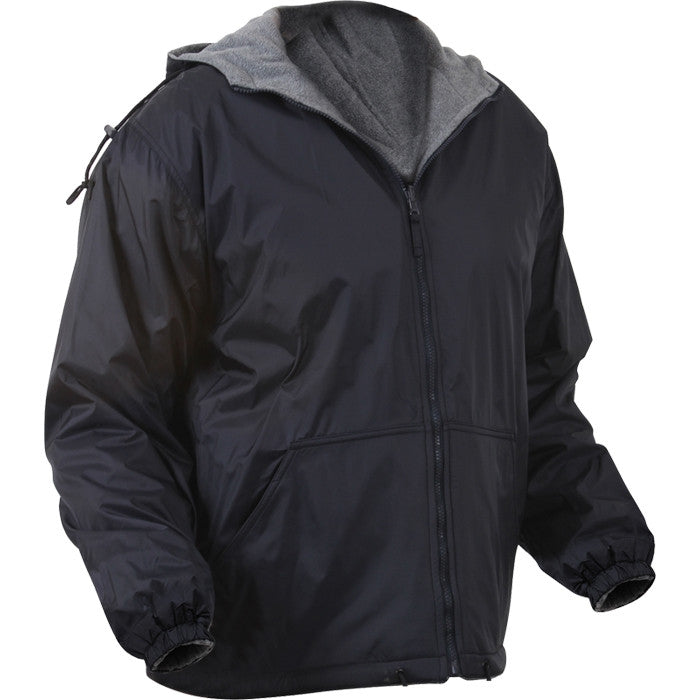 Black - Reversible Fleece-Lined Hooded Jacket - Nylon - Army Navy Store