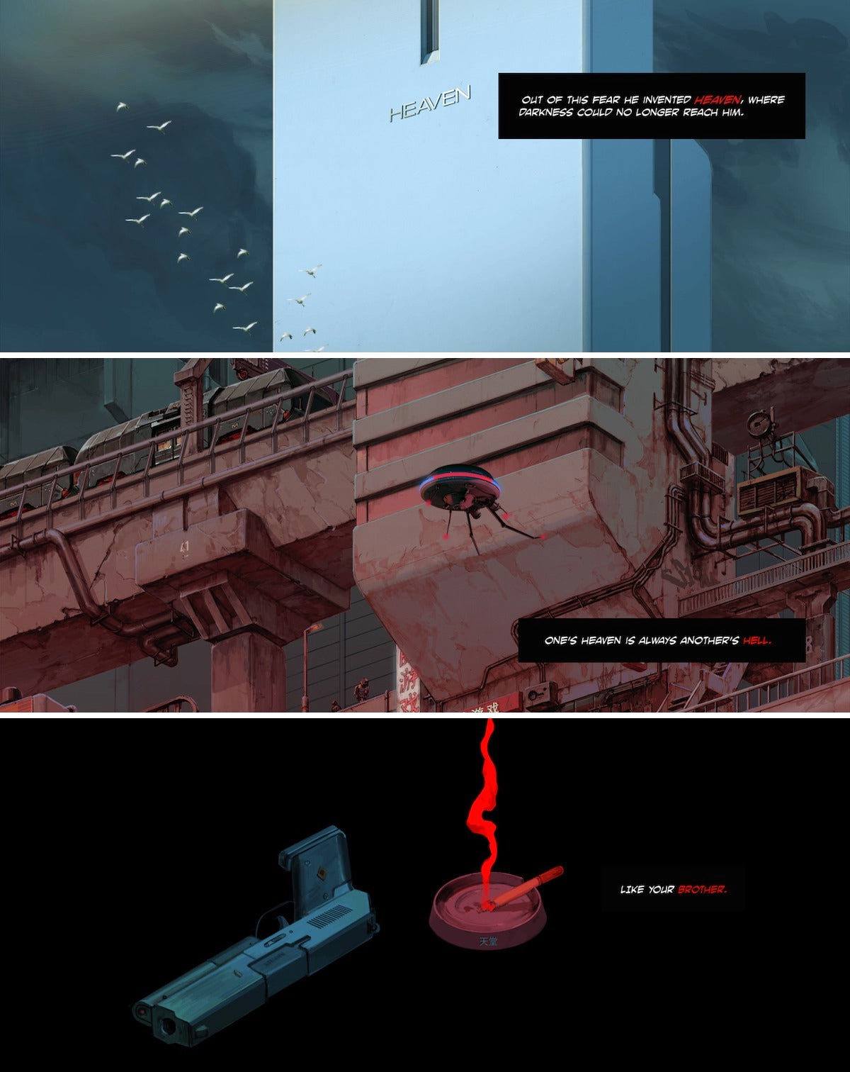 A few glimpses of the scrollable motion comic at Ruinergame.com