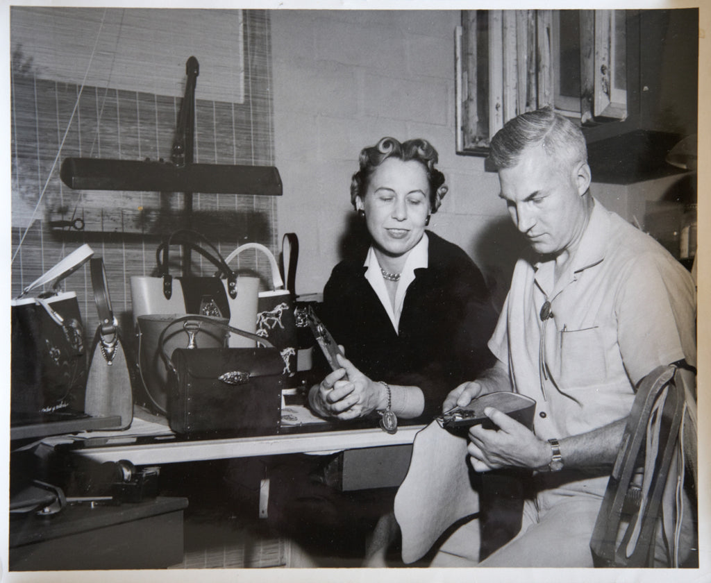 Frederic and Enid Collins Collaborating on Early Handbag Designs