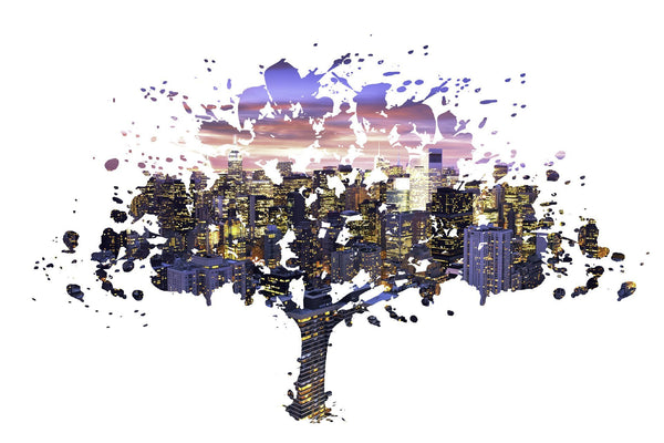 Colorful Skyline Through This Stylish Tree Cutout - iDesign Gallery