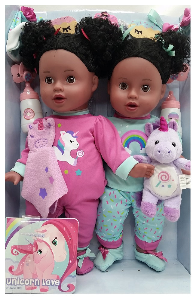 Celebrating Twins 15" Vinyl Twin African American Baby Doll Set Plush