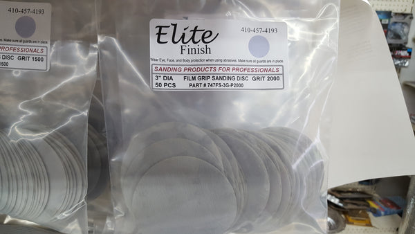 Elite Finish Disc 3'' Gripon 800 Grit Sandpaper  50 pack Wet or Dry