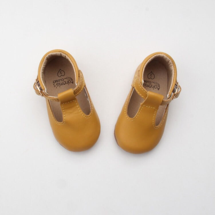 Mustard' Traditional T-bar Baby Shoes 