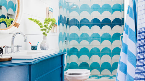Blue Bathroom, Coastal Decor - Adley & Company Inc.