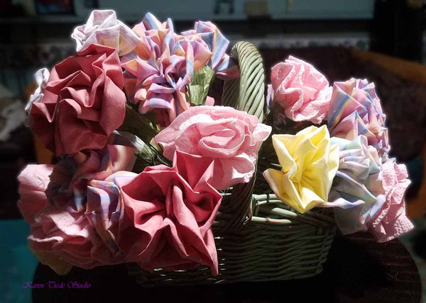 Testing flowers in the basket.