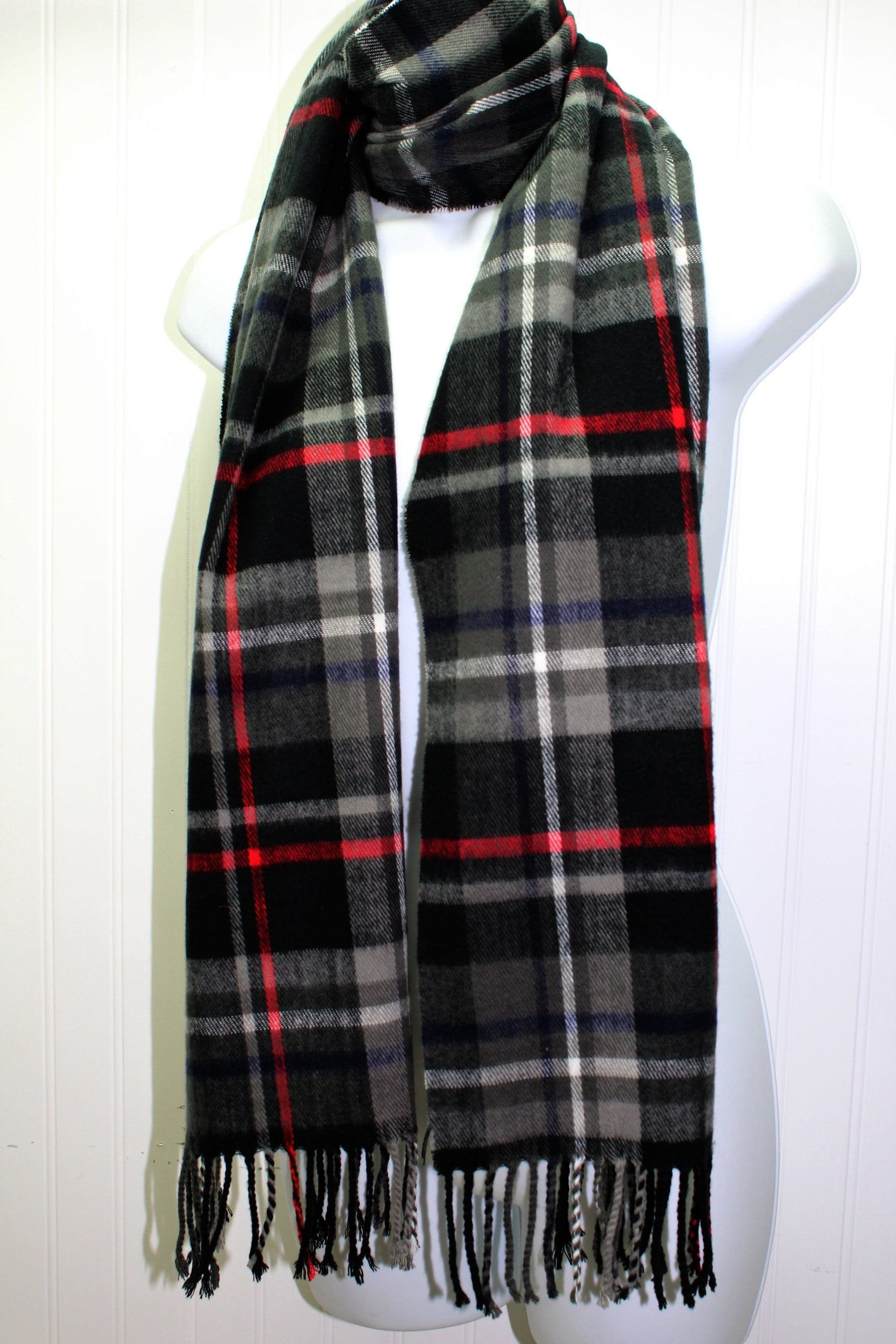 Unbranded Acrylic Scarf All Gender Plaid Black Grey Red Stripe X – Kitchen & Home