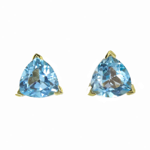 Q Gold 14k 6mm Trillion Blue Topaz Earrings