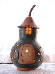 Hand-Painted Decorative Cottage Gourd