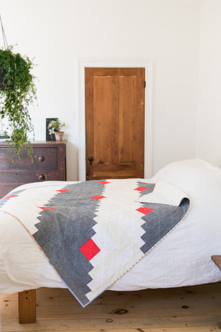 Polka Dot Chambray Log Cabin Quilt by Salty Oat