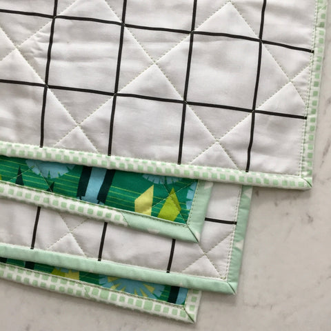 Quilting Detail on Windowpane Whole-Cloth Quilt