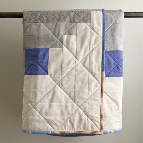 Neutral Log Cabin Baby Quilt by Salty Oat