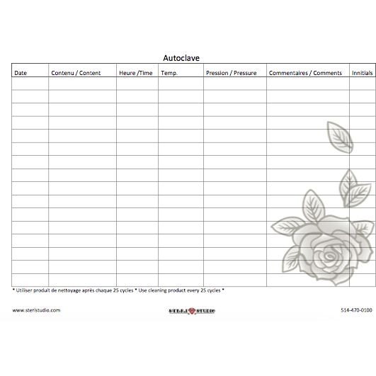 Autoclave Logbook – Steri-Studio