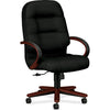 HON Pillow-soft 2090 Series High-back Executive Chair - Black w/ Mahogany Arms