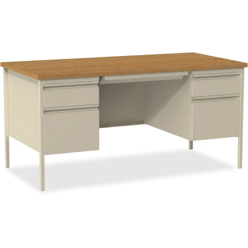 Lorell Fortress Series Double Pedestal Desk Oak Putty Llr60926