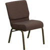 Flash Furniture HERCULES Series 21''W Stacking Church Chair in Brown Fabric - Gold Vein Frame FDCH02214GVS0819GG