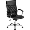 Flash Furniture High Back Designer Quilted Black Leather Executive Swivel Office Chair with Chrome Base and Arms GO1297HHIGHBKGG