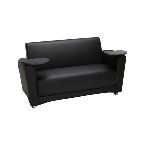 OFM InterPlay Series Social Seating Sofa with Double Tungsten Tablets, in Black (822-PU606-TNGST) ; UPC: 845123031124 ; Image 1