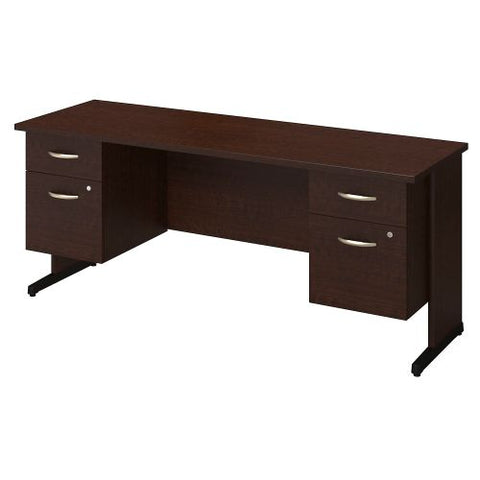 Bush Business Furniture Series C Elite 72W x 24D C Leg Desk with Two 3/4 Pedestals in Mocha Cherry ; UPC:042976088064 ; Image 1