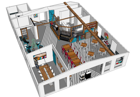 Trianon Coffee design by High Contrast Design House floorplan layout for new cafe