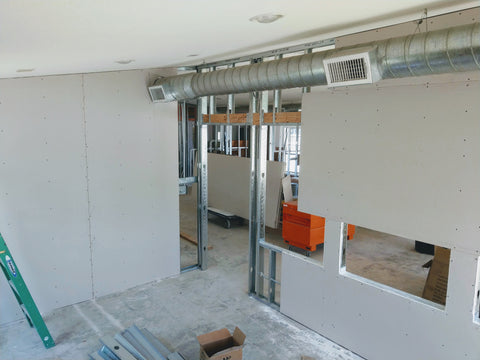 Sneak peek of large reservable conference room under construction