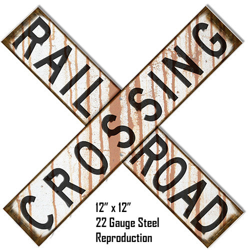 Distressed Reproduction Railroad Cross buck Laser Cut Out Metal Sign 12″x12″