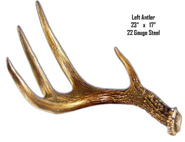 Left Antler Animal Wall Art Laser Cut Out Metal Sign 17″x23″