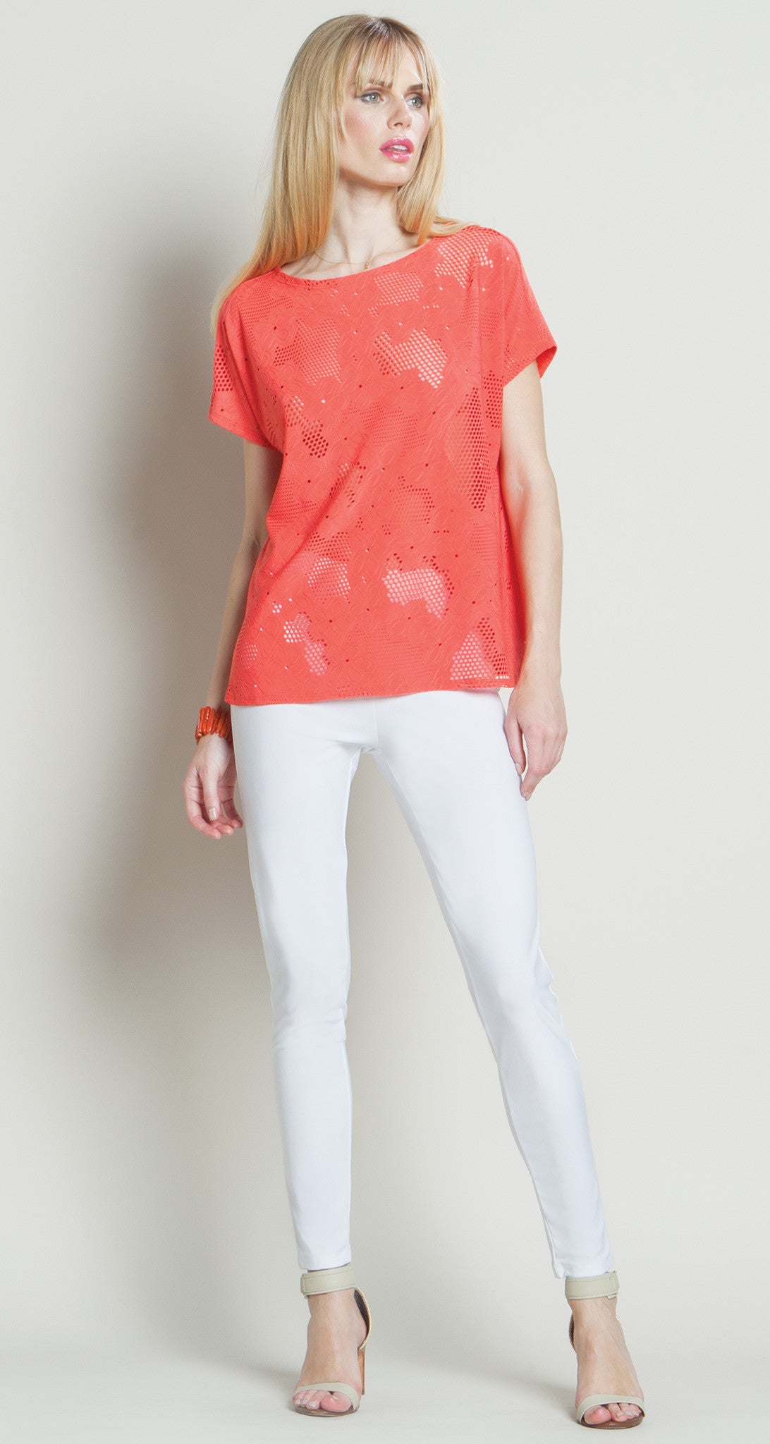 Eyelet Butter Soft Top - Coral - Final Sale! - Clara Sunwoo