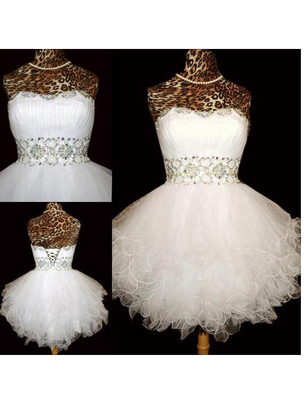 short prom dress white