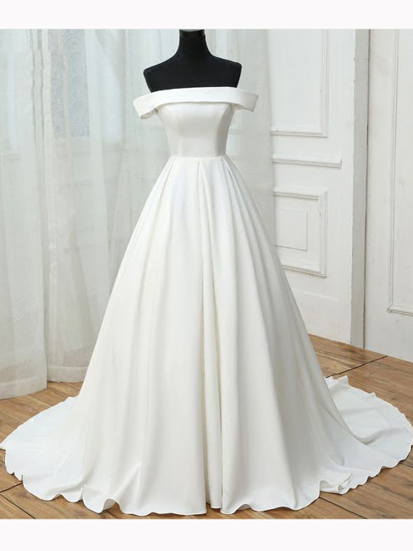 white satin a line dress