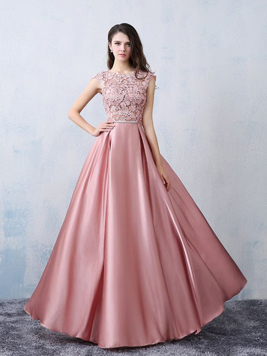 pink satin evening dress