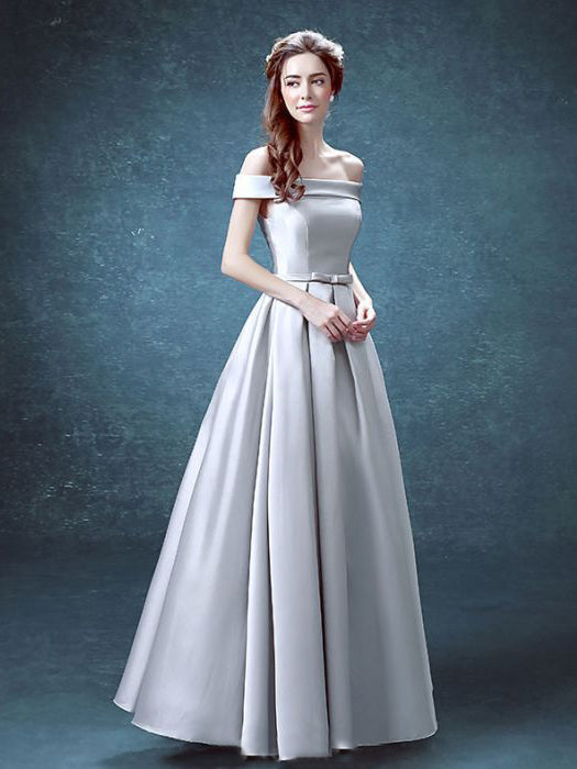 silver satin gown