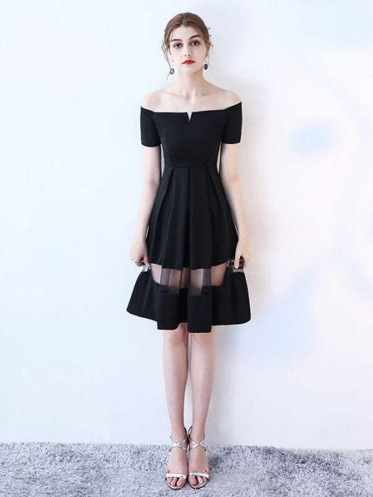 black off the shoulder knee length dress