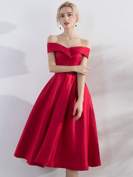 red evening dress short