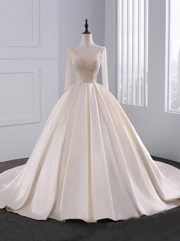 aline long sleeve wedding dress