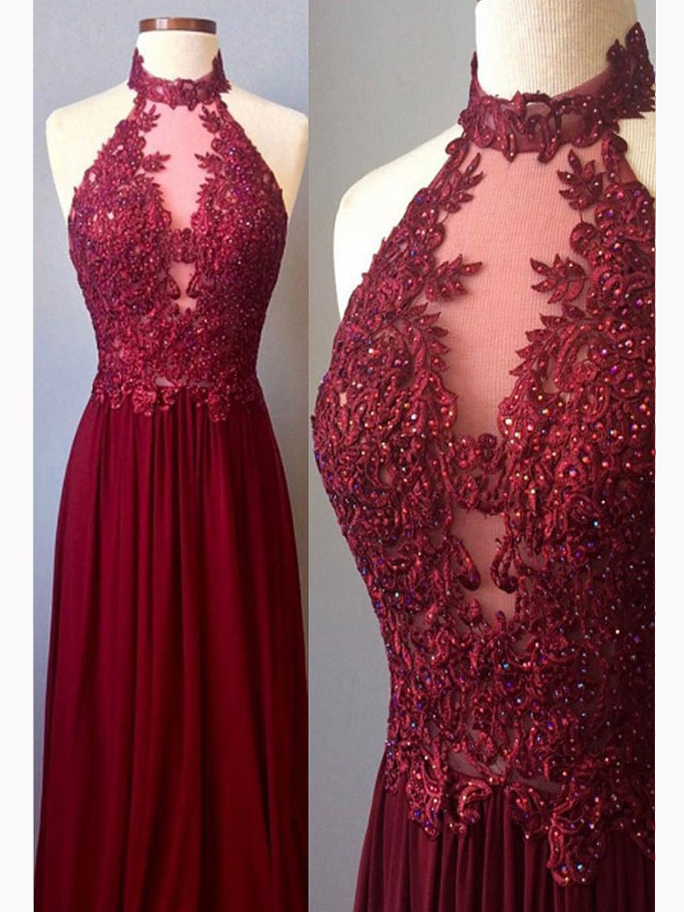maroon long prom dress