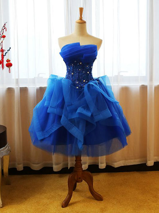 royal blue tulle prom dress