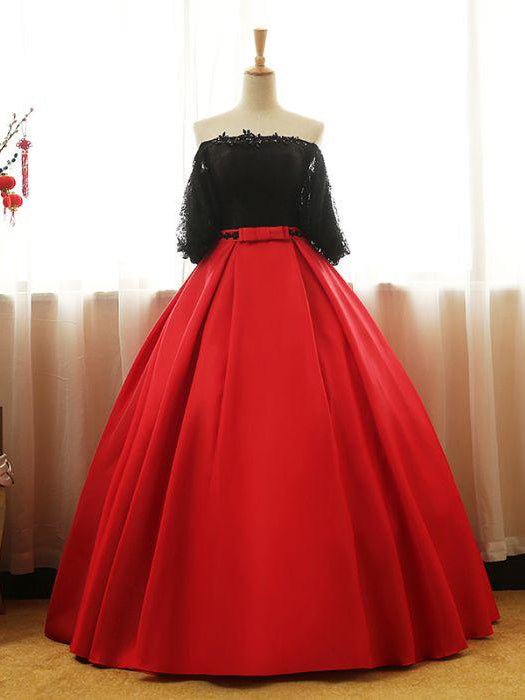 black and red long gown