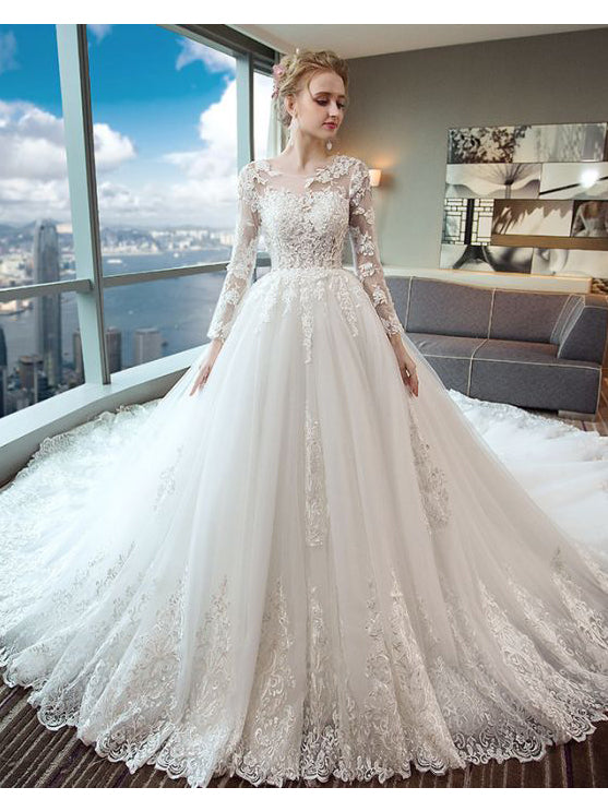 flower tulle wedding dress