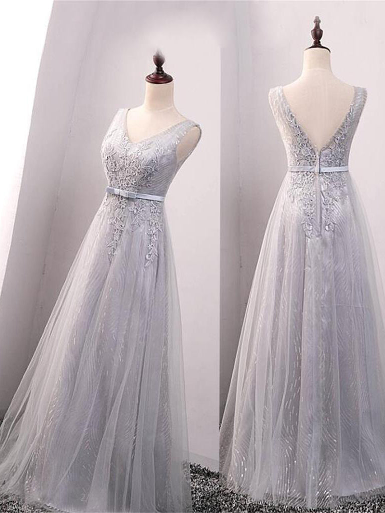 silver long gown design