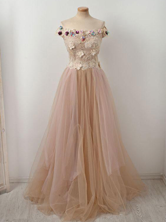 floral tulle prom dress