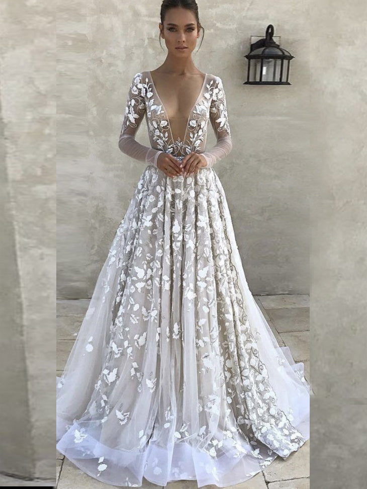 white long sleeve prom dresses