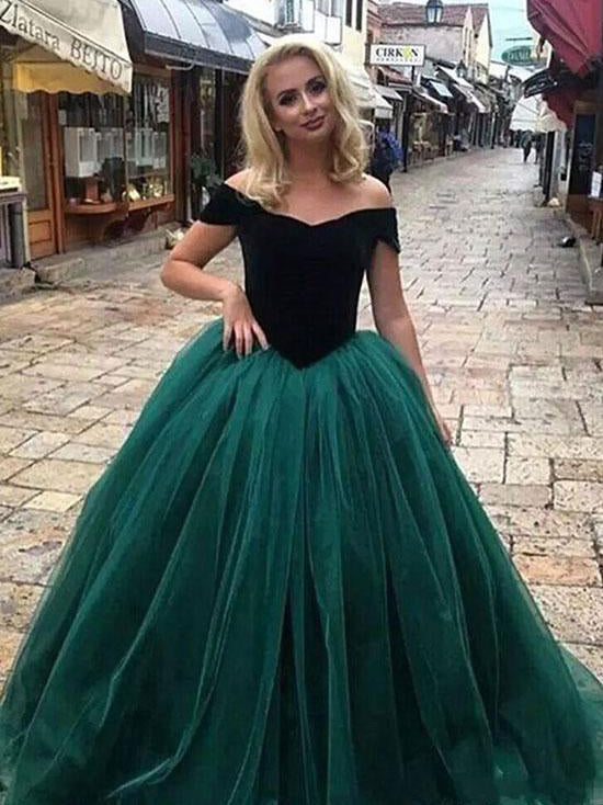 Dark Green Ball Gowns Prom Dress Off 