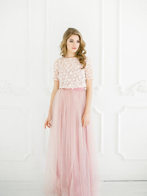 short sleeve long gown